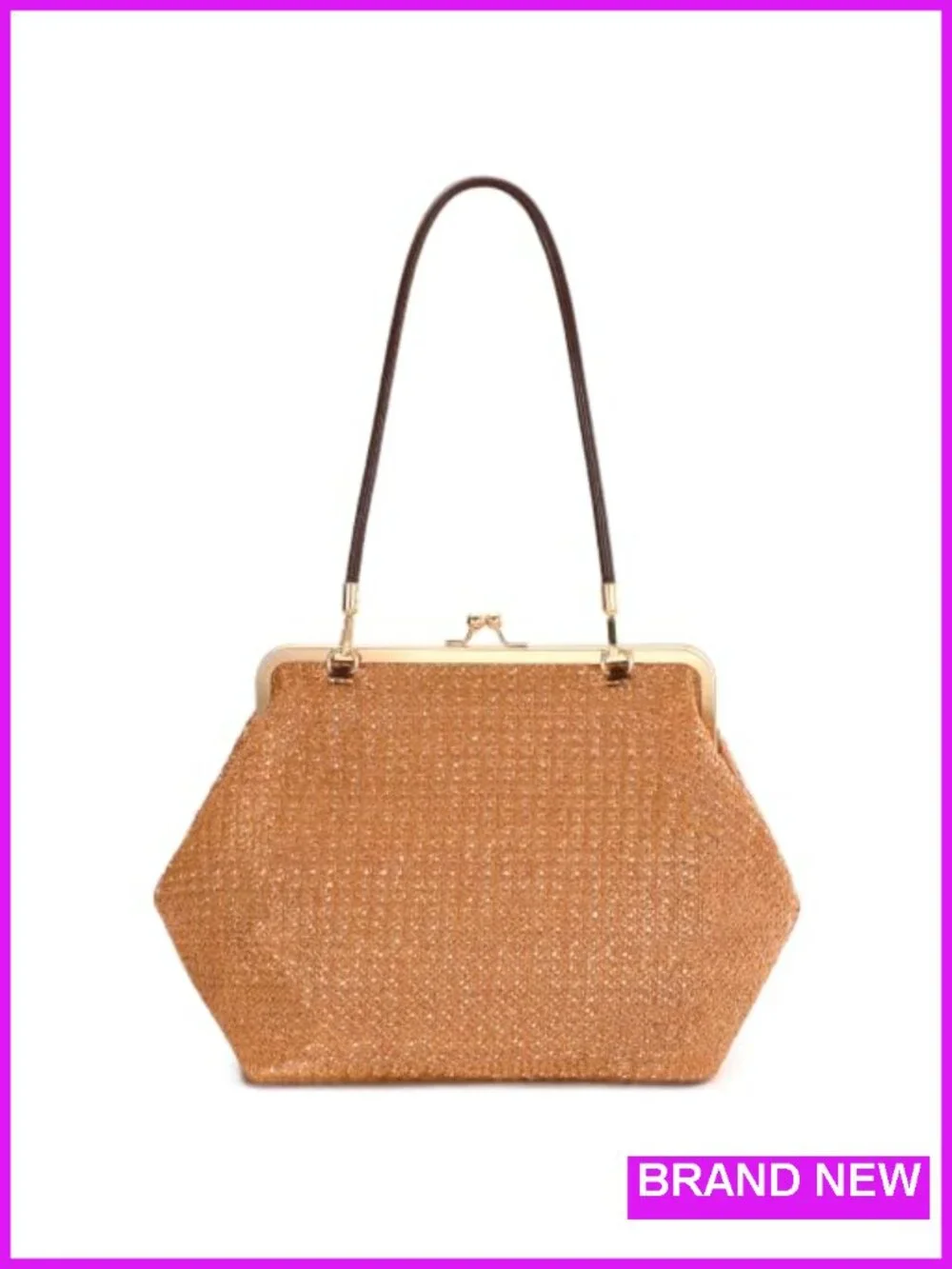 Women's Kiss Lock Evening Clutch Purse Crossbody Handbag Formal Messenger Straw